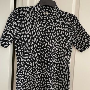 Michael Kors Metallic Animal Print Turtleneck Top